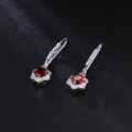 wholesale S925 Silver New Design Light Luxury Garnet Gemstone Earrings, French Romance Inlaid with Natural Colored Gemstones-0-1