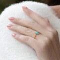 wholesale S925 Sterling Silver Geometric Cat's Eye Amazonite Ring for Women, Vintage Pattern, Fashionable Trend-0-1