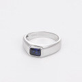 wholesale S925 Silver Cross-border 1ct Emerald Men's Ring European and American Sapphire Minimalist Trendy Men's S9235 Ring-0-4