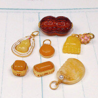 wholesale S925 Gold-Plated Metal, Natural Beeswax Peanut Spacer Beads, DIY Jewelry Crystal Accessories for Bracelet Necklace-rectangle