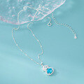 wholesale S925 Silver Fresh and Sweet Ins Style Exquisitely Designed Delicate Diamond-Inlaid Blue Diamond Hollow-Out Gourd Necklace Y02189-0-4