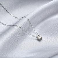 wholesale S925 Sterling Silver Women's Fashion Ins Bullhead Pendant Necklace Moissanite Diamond Collarbone Chain Accessory-5.5mm (60 points) Moissanite Necklace  925 Silver