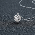 Sterling Silver Moissanite Heart Necklace Women's Fashion Pendant-0-1