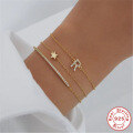 wholesale S925 Sterling Silver Single Row Diamond-Studded Pentagram Circle Bracelet, a Stylish and Unique Korean-inspired Design-0-1