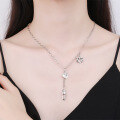 wholesale S925 Sterling Silver Korean Dongdaemun Chain Link Smile Pendant Tassel Hexagram Necklace-0-2