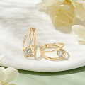 Sterling Silver Double-Layer Earrings with Moissanite, Minimalist Design for Women-0-2