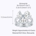925 Silver Cross-border Amazon Moissanite Marquise Ring Custom Processing-0-0