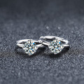 S925 Sterling Silver Moissanite Classic Four-Prong Stud Earrings-0-0
