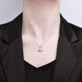 Sterling Silver Saturn Full Diamond Pendant Necklace, Trendy Ins Fashion Statement Gift-0-2