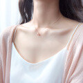 wholesale S925 silver women's Korean-style sweet single diamond polygonal necklace geometric collarbone chain D3862-0-3