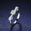 Sterling Silver Six-Claw Moissanite Bow Ring for Women-0-3