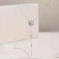 wholesale S925 Sterling Silver Moissanite Necklace New Ins Minimalist Style Fashion Versatile Pendant Collarbone Chain Simple Niche Gift for Best Friend-0-0