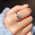 wholesale S925 Sterling Silver Meteorite Sea Blue Zircon Ring, Exquisite, Unique, Lucky, Elegant, Gentle, Versatile, and Light Luxury-0-3