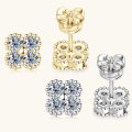wholesale S925 Sterling Silver Four-Leaf Clover Moissanite Stud Earrings for Women, Light Luxury High-End Sensation, Wholesale-0-1