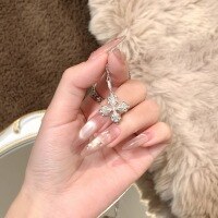 wholesale S925 sterling silver pure white bridal petite bead cross pendant necklace, vintage-inspired romantic elegant collarbone chain for women-Platinum>925 silver