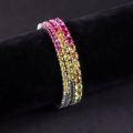 wholesale S925 Sterling Silver 3/4/5mm Tennis Chain with Lab-Grown Sapphire Ins Style Rainbow Color Bracelet-0-3
