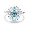 wholesale 925 Silver New Aquamarine Full Diamond Ring High-End Sense Ins Cross-Border E-Commerce TikTok Live Broadcast Hit-0-11