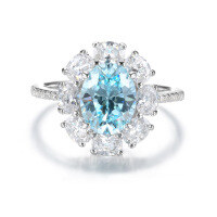 wholesale S925 Sterling Silver Sky Blue Oval Solitaire Diamond Ring for Women, Wedding Ring, High-End Banquet Ring Wholesale-Sky Blue-CBJZ439 No.7