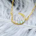 wholesale S925 Silver New Star Moon Necklace Natural Stone Moon Short Collarbone Chain for Women Pendant Jewelry Dropshipping-0-3