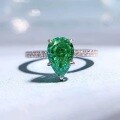 wholesale S925 Silver New Drop 6*9 Green Diamond Pear-shaped Ring,Ins Style Fashion and Versatile-0-6
