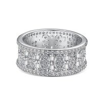 wholesale S925 Sterling Silver European and American INS Style New Full Diamond Zirconia Inlay Fashion Wedding Banquet Design Women's Ring-Platinum DY120879-SW-WH 5