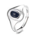 wholesale S925 Sterling Silver Retro INS Minimalist Style Black Onyx Statement Ring for Women-0-5
