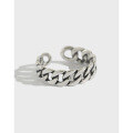 wholesale S925 Sterling Silver Aged Retro Chain Link Adjustable Ring for Japanese and Korean Students, Ins Style-0-0