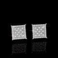 Sterling Silver Moissanite Geometric Square Earrings for Women-0-1