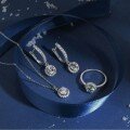 wholesale S925 Sterling Silver Cross-Border European and American Ring Necklace Earrings Set for Women, Exquisite Geometric Ice-Cut Zircon Wedding Style-0-1