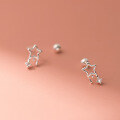wholesale S925 Sterling Silver Sweet and Lovely Single Diamond Star Threaded Ear Stud Design Earrings for Women M05284-0-2