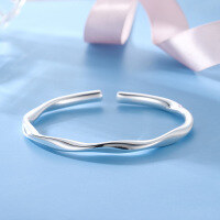 wholesale 999 solid silver Möbius strip glossy solid pure silver bracelet genuine versatile gift for girlfriend open bracelet wholesale-SZ002909-1 999 Pure Silver
