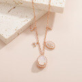 wholesale S925 Sterling Silver Plated with 18k Rose Gold 2ct Natural Gemstone Moonstone Necklace with Unique Design-0-0