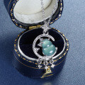 S925 Silver Natural Hazardous Blue Jadeite Butterfly Pendant-0-1