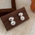wholesale S925 Sterling Silver Oval Silver Ball Pearl Earrings Women, Small Fresh and Minimalist Style, High-End Sense-0-4