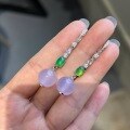 wholesale S925 Sterling Silver Natural Violet Chrysoprase Beaded Earrings, Hanfu Accessories Slimming Face New Chinese Style Ear Drops-0-2