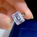 wholesale 925 Silver Moojing New 8*10 Simulated Emerald Cut Zircon Ring Rock Candy Diamond Princess Square-0-0
