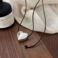 wholesale S925 Sterling Silver Sweet and Cool Black Rope Heart Necklace for Women, Minimalist Fashion, Aloof Style Heart-shaped Collarbone Chain with a Premium Feel-0-1