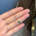 wholesale 925 Sterling Silver Plated with 18K Gold Emerald Stone Heart Necklace for Women with Diamond Accents, Simple and Versatile Collarbone Chain That Brightens the Skin-0-3