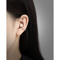 wholesale S925 Sterling Silver 155 Korean Version Ins Niche Design Minimalist Line Textured Pearl Ear Clip for Non-Pierced Ears Women-0-3