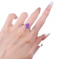wholesale S925 Sterling Silver High Carbon Diamond Purple Diamond 8*12 Elliptical Radiant Ring for Women Cross-Border Dropshipping-0-3