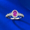 wholesale S925 Sterling Silver 4*6 Pink CZ Ring for Women, New Ins Style Daily Minimalist Versatile-0-3