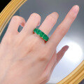 wholesale 925 Silver ZHUO ZHI FAN European & American New Style 5*7 Rectangular Simulated Emerald Row Diamond Ring Fashion Commuter Ring-0-3
