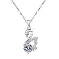 Sterling Silver 1-Carat Moissanite Swan Pendant Necklace, Cross-Border Wholesale-0-3