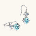wholesale S925 Sterling Silver Fashionable and Elegant Mermaid Princess Blue Tear Moissanite Ear Hooks with Unique Design Earrings-0-2
