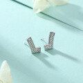 wholesale 925 Sterling Silver L Letter Zircon Ear Studs, Personalized Fashion European and American Style Pure Silver Earrings, Exquisite Elegant Accessories, High-End Feel Wholesale-0-1