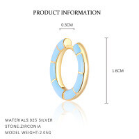 wholesale S925 Sterling Silver Retro Style Turquoise Fishtail Fringe Earrings And Necklace Set,。-E5366_18K yellow plating_swimming paint_palladium base_blue epoxy_single 925 silver