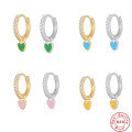 wholesale S925 Sterling Silver geometric heart earrings with crystals, cross-border bestseller, versatile ear cuff-0-0