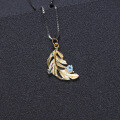 wholesale S925 Silver Designer High-End Gemstone Pendant, Unique Feather Design with Natural Topaz Necklace-0-3