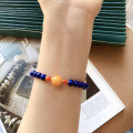 wholesale Gold-filled, high-quality, lapis lazuli natural stone, approximately 6mm, imperial blue, single-strand bracelet, minimal white, slight gold flecks, factory wholesale-0-4