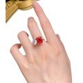 wholesale S925 Silver European and American New Style Simulated Diamond 8*10 Pigeon Blood Red Ring Cross-Border E-commerce Model-0-4